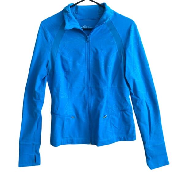 Zella Womens Jacket Blue Full Zip Activewear Performance Mesh Stretch Medium - Picture 1 of 10